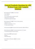 General Prosthetic Questions for ABC  Written Exam with Complete  Solutions