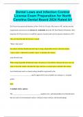 Dental Laws and Infection Control License Exam Preparation for North Carolina Dental Board 2024 Rated A+