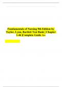 Fundamentals of Nursing 9th Edition by Taylor, Lynn, Bartlett Test Bank | Chapter 1-46 |Complete Guide A+