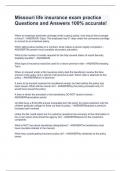 Missouri life insurance exam practice Questions and Answers 100&percnt; accurate&excl;