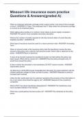 Missouri life insurance exam practice Questions & Answers&lpar;graded A&rpar;