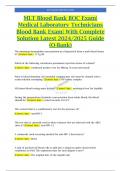 MLT Blood Bank BOC Exam| Medical Laboratory Technicians Blood Bank Exam| With Complete Solution Latest 2024/2025 Guide (Q-Bank)