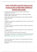 CySA&plus; &lpar;CS0-002&rpar; CompTIA Cybersecurity  Analyst &lpar;CySA&plus;&rpar; EXAM PREP CORRECTLY  SOLVED 2024 GUIDE&period;