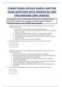 CORRECTIONAL OFFICER SAMPLE WRITTEN  EXAM QUESTIONS WITH ANSWER KEY AND  EXPLANATIONS 100&percnt; VERIFIED&period;