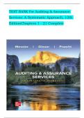 TEST BANK For Auditing & Assurance Services: A Systematic Approach, 11th Edition By William Messier Jr, Steven Glover, Verified Chapters 1 - 21, Complete Newest Version