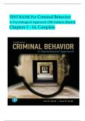 Criminal Behavior: A Psychological Approach 11th Edition Test Bank-Question and Answers, A+ Rated Solution Guide