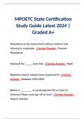 MPOETC State Certification Study Guide Latest 2024 | Graded A+