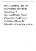 Oxford Cambridge and RSA Examinations  Foundation GCSEBiology A GatewayJ247/02:  Paper 2 (Foundation Tier) General Certificate of Secondary Education with marking scheme