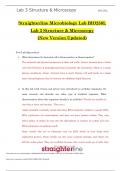 Straighterline Microbiology BIO250L Lab 3 Structure & Microscopy Questions and Answers 2024 / 2025 (New Version Updated)