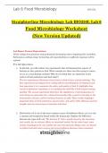 Straighterline Microbiology BIO250L Lab 6 Food Microbiology Worksheet Questions and Answers 2024 / 2025 (New Version Updated)