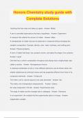Honors Chemistry study guide with Complete Solutions