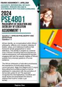 PSE4801 Assignment 1 Answers Due April 2024. Accurate, referencing, detailed answers - researched and in accordance with the given guidelines.