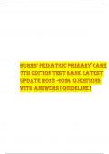 TEST BANK For Burns' Pediatric Primary Care 7th Edition -All Chapters | Complete Guide 2024