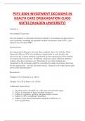 PSYC 8504 INVESTMENT DECISIONS IN  HEALTH CARE ORGANISATION CLASS  NOTES &lpar;WALDEN UNIVERSITY