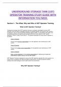 UNDERGROUND STORAGE TANK &lpar;UST&rpar; OPERATOR TRAINING STUDY GUIDE WITH INFORMATION YOU NEED&period;
