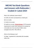 NRCME Test Bank Questions and Answers with Rationales | Graded A+ Latest 2024 