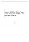 AQA  A-level ACCOUNTING Paper 2 Accounting for analysis and decision-making  QUESTION PAPER FOR JUNE 2023  