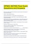 OPSEC NOTES Final Exam Questions and Answers