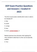 DOT Exam Practice Questions and Answers | Graded A+  2023