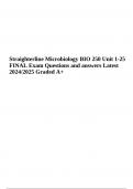 Microbiology BIO 250 Unit 1-25 FINAL Exam Questions and answers Latest 2024/2025 Graded A+ | Straighterline.