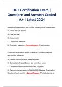 DOT Certification Exam | Questions and Answers Graded A+ | Latest 2024