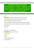 ADVANCED PRACTICE, ROLE  DEVELOPMENT, CURRENTTRENDS, AND  HEALTH POLICY EXAM | QUESTIONS &  100% CORRECT ANSWERS (VERIFIED) | LATEST UPDATE | GRADEA+