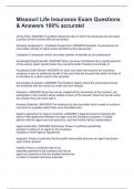 Missouri Life Insurance Exam Questions & Answers 100&percnt; accurate&excl;