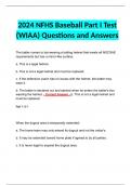 BUNDLED 2024 NFHS Baseball Part I Test &lpar;WIAA&rpar; Questions and Answers &vert; ALL Rated and Graded A&plus; &vert; Latest 2024 