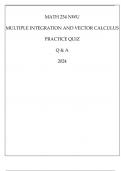 MATH 234 NWU MULTIPLE INTEGRATION AND VECTOR CALCULUS PRACTICE QUIZ Q & A 2024