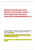 MOLECULAR AND CELLULAR  BIOLOGY TEST BANK 6 EXAM 1  WITH QUESTIONS AND WELL  IDENTIFIED ANSWERS[GRADED A+]