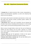 BUL 4421 - Department Assessment Review EXAM Questions With 100% Correct Answers Precedent (Ch. 1) - answerJudicial decisions often include interpretations of statues and administrative regulations, as well as the reasoning they used to arrive at a decisi