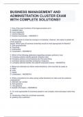 BUSINESS MANAGEMENT AND ADMINISTRATION CLUSTER EXAM WITH COMPLETE SOLUTIONS!!