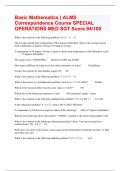 Basic Mathematics | ALMS Correspondence Course SPECIAL OPERATIONS MED SGT Score 94/100