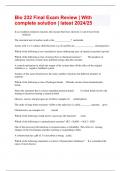 Bio 232 Final Exam Review &vert; With complete solution &vert; latest 2024&sol;25