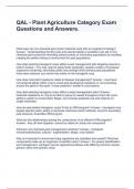 QAL - Plant Agriculture Category Exam Questions and Answers