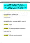 NATIONAL NURSING HOME  ADMINISTRATOR EXAM &vert; QUESTIONS &  100&percnt; CORRECT ANSWERS &lpar;VERIFIED&rpar; &vert; LATEST UPDATE &vert; GRADEA&plus;