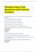 Pluckers menu Test Questions with Correct Answers