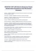 NYSTCE CST 245 Arts & Sciences Exam  (Elaborated Questions And Reviewed  Answers