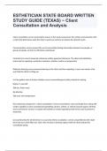ESTHETICIAN STATE BOARD WRITTEN STUDY GUIDE (TEXAS) ~ Client Consultation and Analysis with complete solutions