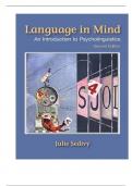 Test Bank For Language in Mind, An Introduction to Psycholinguistics 2nd Edition By Julie Sedivy (Oxford)