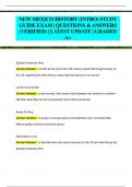 NEW MEXICO HISTORY &lpar;INTRO&rpar; STUDY  GUIDE EXAM &vert; QUESTIONS & ANSWERS  &lpar;VERIFIED&rpar; &vert; LATEST UPDATE &vert; GRADED  A&plus;