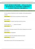 NEW MEXICO HISTORY -- FINAL EXAM &vert;  QUESTIONS & ANSWERS &lpar;VERIFIED&rpar; &vert;  LATEST UPDATE &vert; GRADED A&plus;