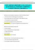NEW MEXICO HISTORY CUM&period; 2 EXAM &vert;  QUESTIONS & ANSWERS &lpar;VERIFIED&rpar; &vert;  LATEST UPDATE &vert; GRADED A&plus; 
