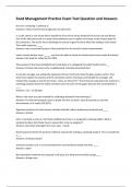 Food Management Practice Exam Test Question and Answers