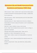 Nebraska Life and Health Insurance Exam Questions and Answers 100&percnt; Pass