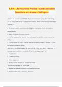 6&period; NV - Life Insurance Practice Final Examination Questions and Answers 100&percnt; pass