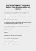 Information Technology Management Updated Exam Questions And Correct  Answers