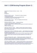Unit 1 CCM Nursing Program &lpar;Exam 1&rpar; Questions and Answers 2024