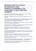 INTRODUCTION TO CLINICAL PSYCHOLOGY JOHN HUNSLEY&sol;CATHERINE M&period; LEE CHAPTERS 5 -9 QUSTIONS AND ANSWERS