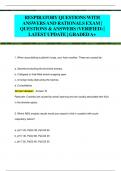 RESPIRATORY QUESTIONS WITH  ANSWERS AND RATIONALS EXAM |  QUESTIONS & ANSWERS (VERIFIED) |  LATEST UPDATE | GRADED A+ 